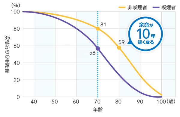 喫煙が生存率に与える影響